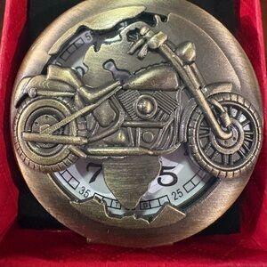 Vintage Motorcycle pocket watch - Bronze